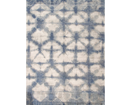 Pasargad - Shibori Collection Hand-Loomed Silver/Blue Bamboo Silk and Wool Area Rug PEL-12