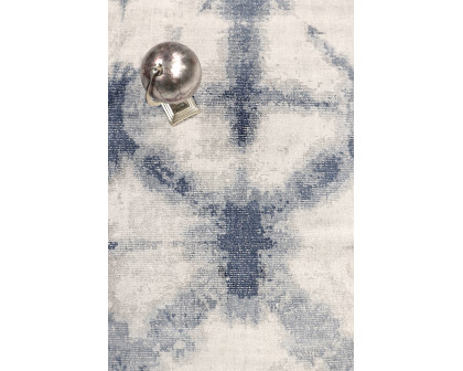 Pasargad Shibori Collection Hand-Loomed Bamboo Silk/Wool Area Rug - Silver/Blue, 96" x 120" (PEL-12 8x10)