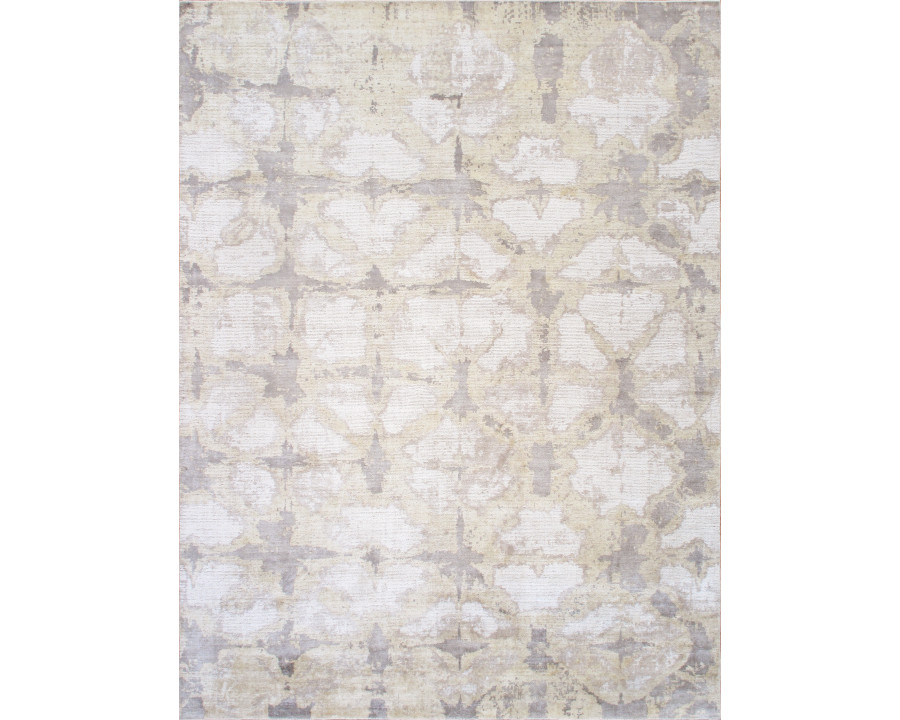 Pasargad Shibori Collection Hand-Loomed Bamboo Silk/Wool Area Rug - Ivory/L. Gold, 120" x 168" (PEL-14 10x14)