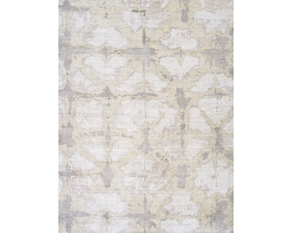 Pasargad Shibori Collection Hand-Loomed Bamboo Silk/Wool Area Rug - Ivory/L. Gold, 120" x 168" (PEL-14 10x14)