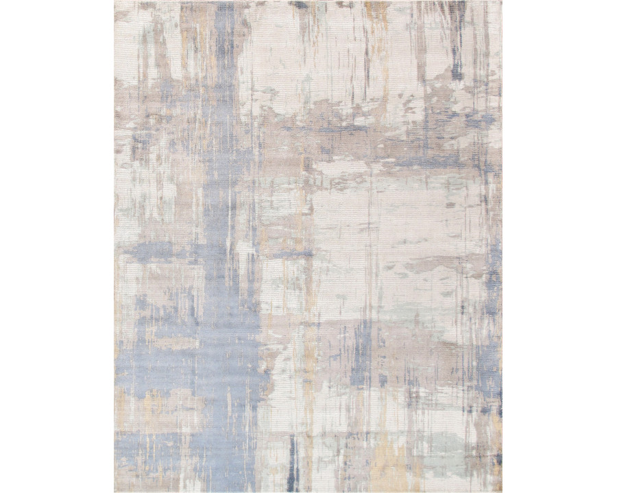 Pasargad Modern Collection Hand-Loomed Bamboo Silk/Wool Area Rug - Ivory/Blue, 120" x 168" (PEL-17 10X14)