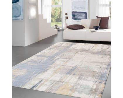 Pasargad Modern Collection Hand-Loomed Bamboo Silk/Wool Area Rug - Ivory/Blue, 120" x 168" (PEL-17 10X14)