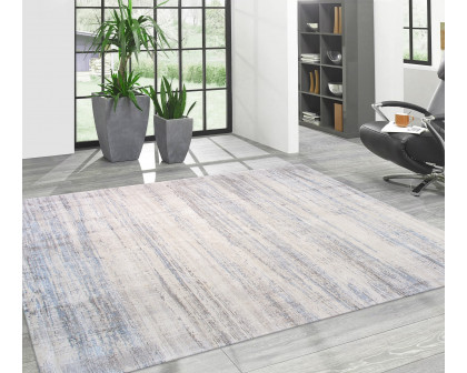 Pasargad - Modern Collection Hand-Loomed Bamboo Silk/Wool Area Rug in Silver/Blue, 144" x 180" (pel-47 12x15)