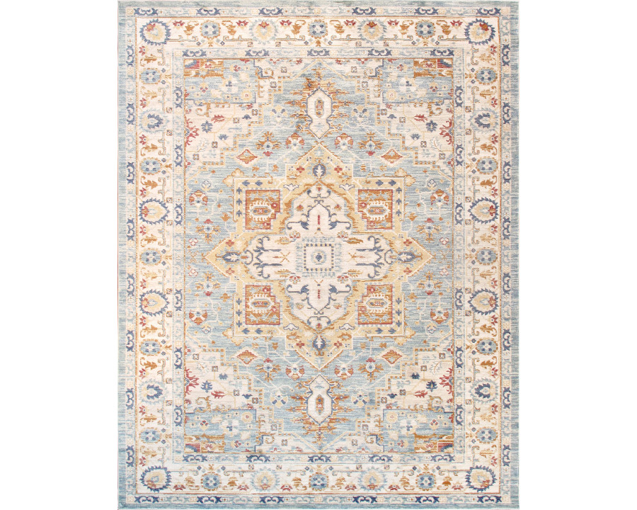 Pasargad Heritage Collection Power Loom Polypropylene/Polyester Area Rug - L. Blue/Ivory, 48" x 72" (pfh-02 4x6)