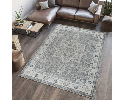 Pasargad Heritage Collection Power Loom Polypropylene/Polyester Area Rug - Gray/Ivory, 144" x 180" (pfh-02G 12x15)