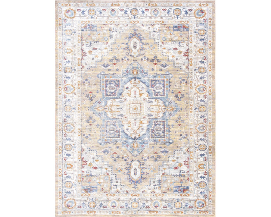 Pasargad - Heritage Collection Power Loom Polypropylene/Polyester Area Rug in Gold/Ivory, 120" x 168" (PFH-02GLD 10x14)