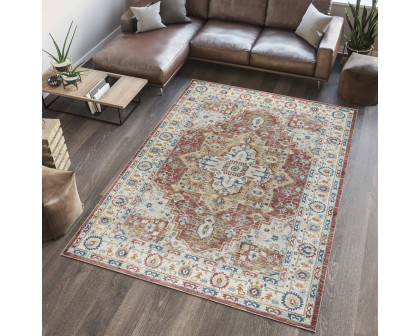 Pasargad Heritage Collection Power Loom Polypropylene/Polyester Area Rug - Rust/Ivory, 120" x 168" (pfh-02R 10x14)