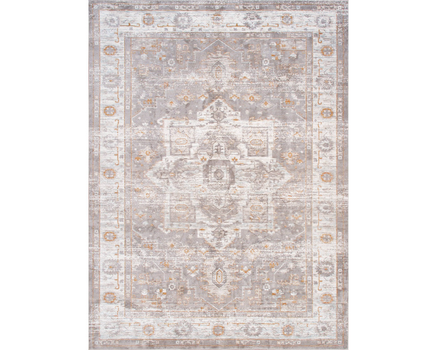 Pasargad - Heritage Collection Power-Loomed Polypropylene/Polyester Area Rug in Gray/Ivory, 120" x 168" (pfh-02sil 10x14)