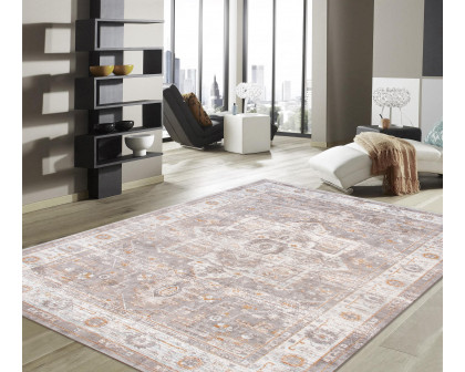 Pasargad - Heritage Collection Power-Loomed Polypropylene/Polyester Area Rug in Gray/Ivory, 120" x 168" (pfh-02sil 10x14)