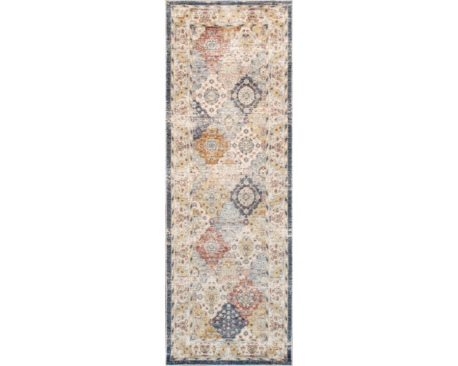 Pasargad Heritage Collection Power Loom Polypropylene/Polyester Area Rug - L. Blue/Multi, 30" x 120" (pfh-07 2.06x10)