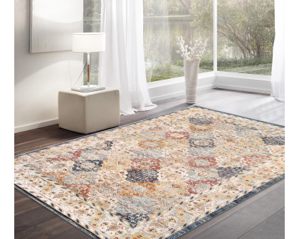 Pasargad Heritage Collection Power Loom Polypropylene/Polyester Area Rug - L. Blue/Multi, 60" x 96" (pfh-07 5x8)