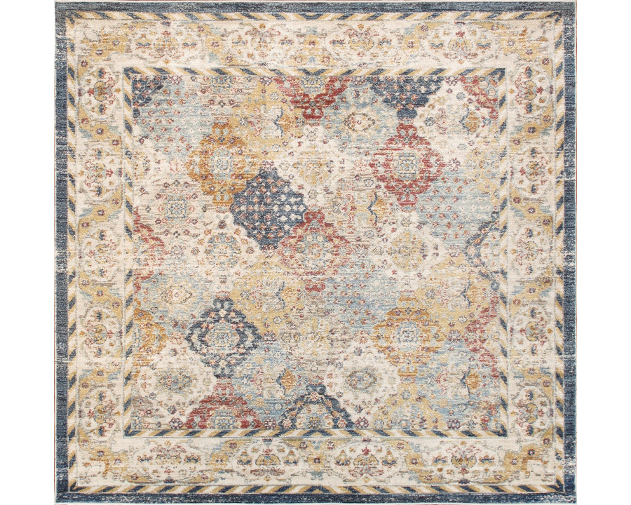 Pasargad Heritage Collection Power Loom Polypropylene/Polyester Area Rug - L. Blue/Multi, 72" x 72" (pfh-07 6xsqr)