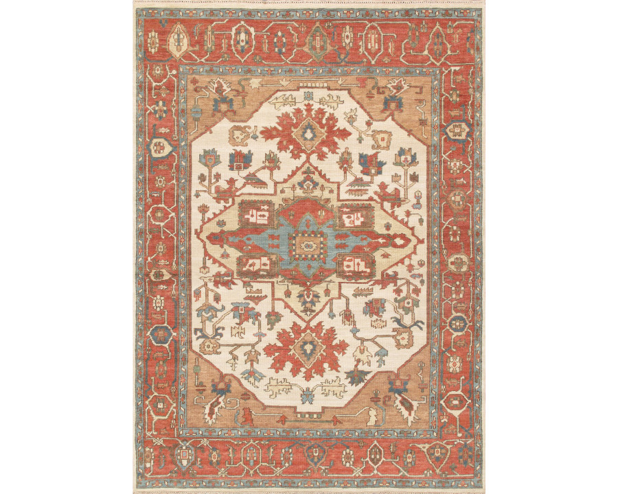 Pasargad - Serapi Collection Hand-Knotted Wool Area Rug in Ivory/Rust, 106" x 141" (PH-04 9x12)