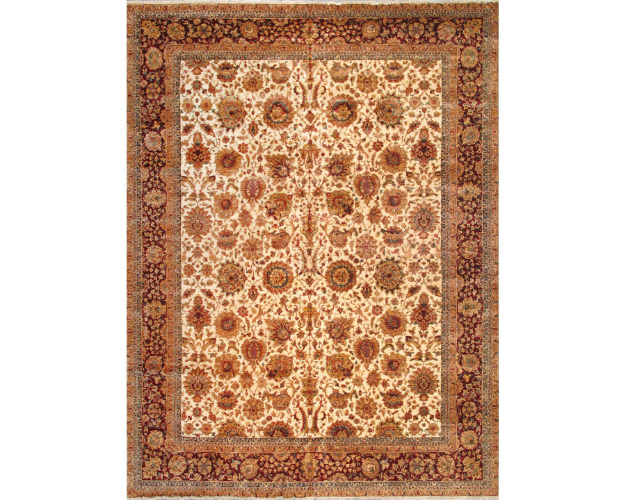 Pasargad - Crown Jewel Collection Hand-Knotted Lamb's Wool Area Rug in Beige/Red, 146" x 196" (PH-257 12X16)