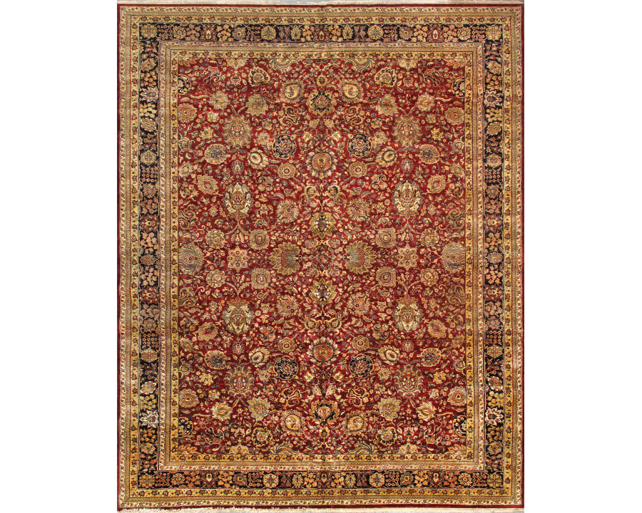 Pasargad - Agra Collection Hand-Knotted Lamb's Wool Area Rug in Red/Navy, 145" x 181" (PH-338 12X15)