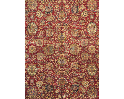 Pasargad - Agra Collection Hand-Knotted Lamb's Wool Area Rug in Red/Navy, 145" x 181" (PH-338 12X15)