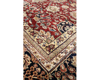 Pasargad - Agra Collection Hand-Knotted Lamb's Wool Area Rug in Red/Navy, 145" x 181" (PH-338 12X15)