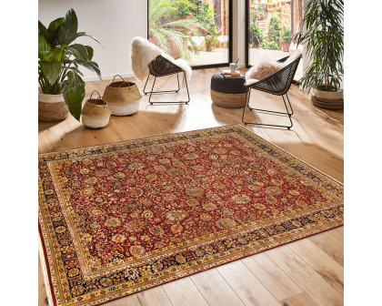 Pasargad - Agra Collection Hand-Knotted Lamb's Wool Area Rug in Red/Navy, 145" x 181" (PH-338 12X15)