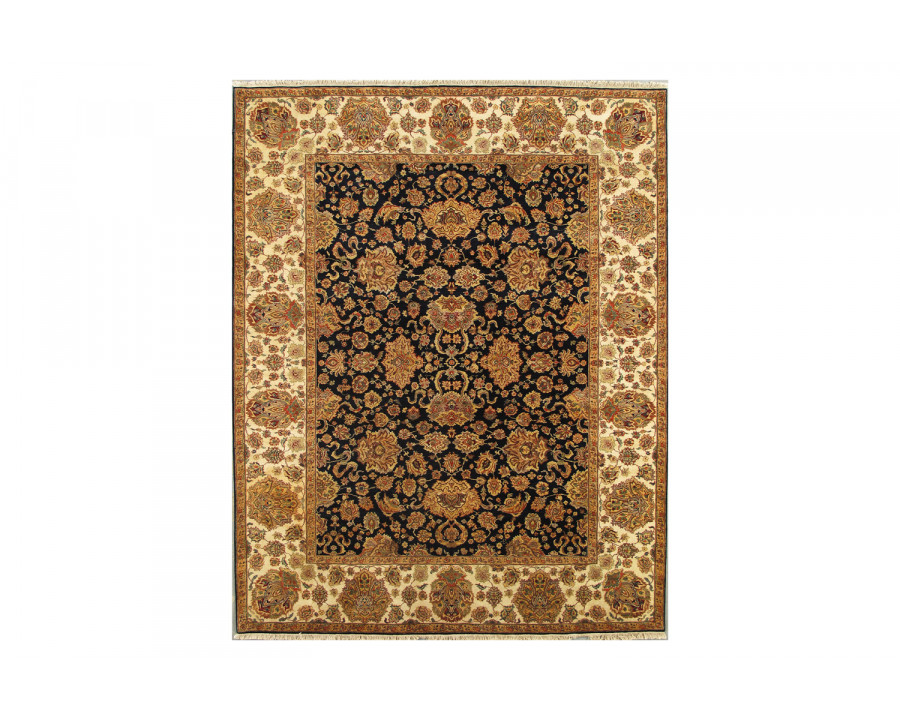 Pasargad - Agra Collection Hand-Knotted Lamb's Wool Area Rug 108'' x 146'' (PH-375 NVY 9X12)