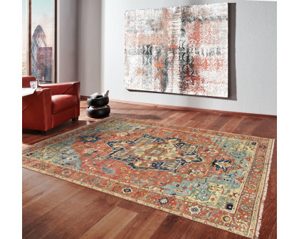 Pasargad - Serapi Collection Hand-Knotted Wool Area Rug in Rust, 106" x 144" (ph-6 9x12)