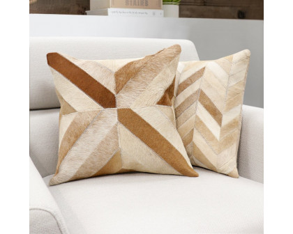 Pasargad - Zippered Cowhide Throw Pillow in 17" x 17" (PICU-17)