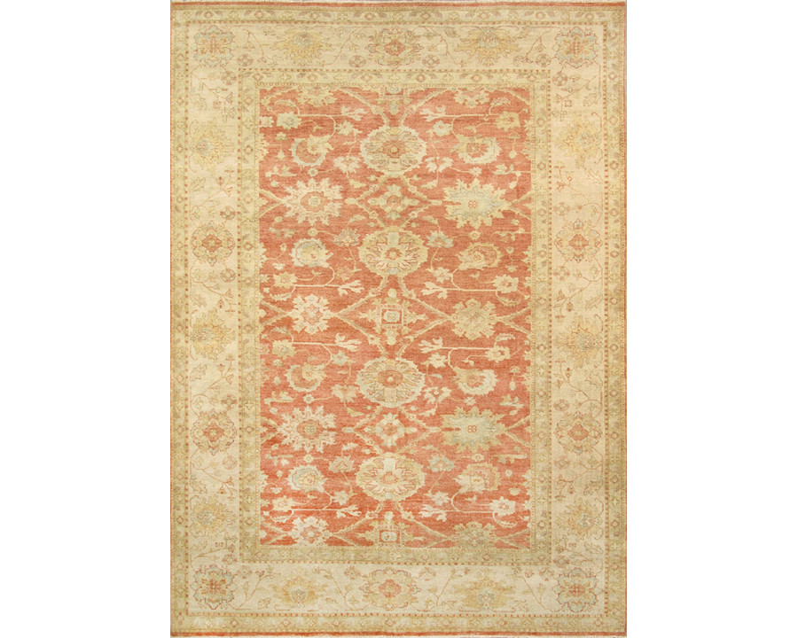 Pasargad Sultanabad Collection Hand-Knotted Lamb's Wool Area Rug - Rust/Ivory, 145" x 179" (PJ-504 12x15)