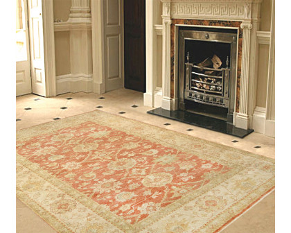 Pasargad Sultanabad Collection Hand-Knotted Lamb's Wool Area Rug - Rust/Ivory, 145" x 179" (PJ-504 12x15)