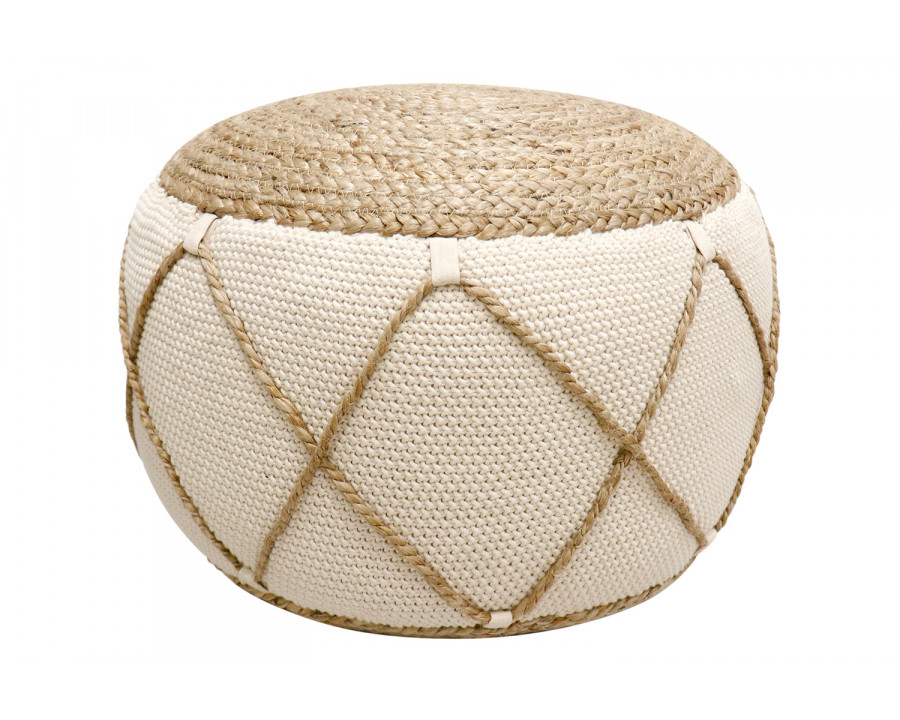 Pasargad - Santorini Cotton and Jute Pouf PJO-5901L