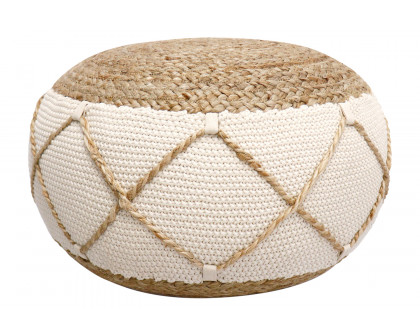 Pasargad - Santorini Cotton and Jute Pouf PJO-5901L