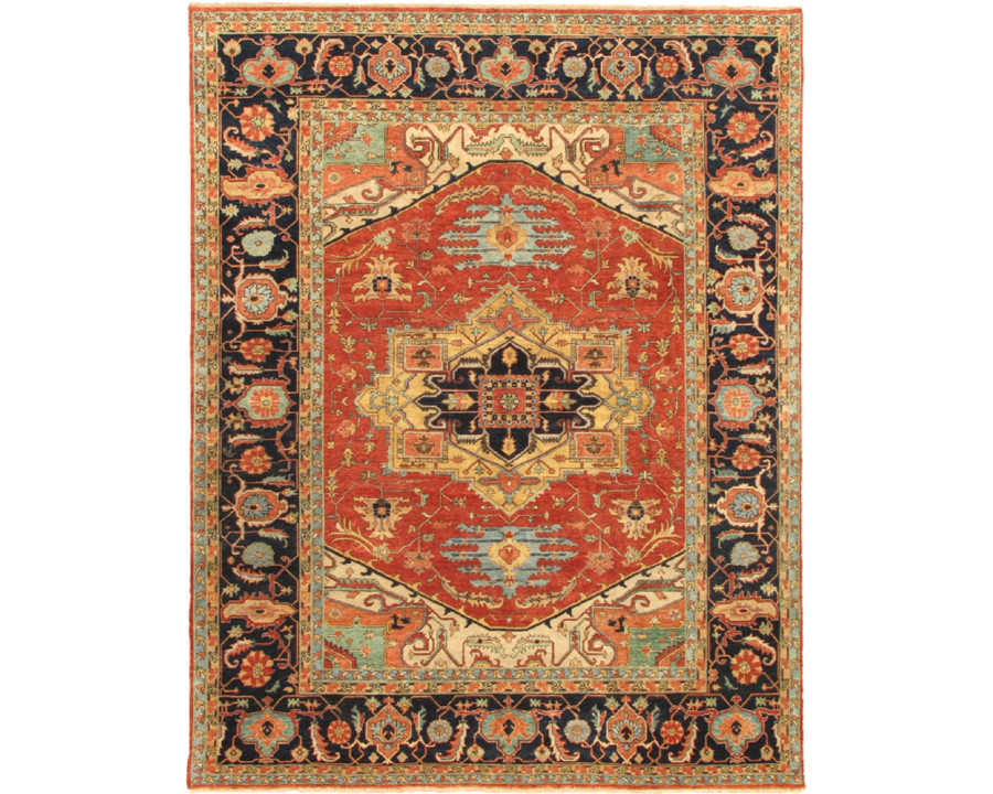 Pasargad Serapi Collection Hand-Knotted Wool Area Rug - Rust/Navy, 144" x 183" (pjr-4 12x15)