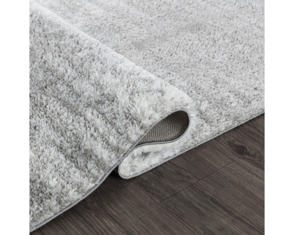 Pasargad Paris Shag Collection Power-Loomed Polyester Area Rug - Ivory/Gray, 116" x 157" (PJS-533 10x13)