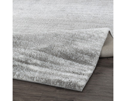 Pasargad Paris Shag Collection Power-Loomed Polyester Area Rug - Ivory/Gray, 116" x 157" (PJS-533 10x13)