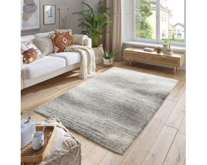 Pasargad Paris Shag Collection Power-Loomed Polyester Area Rug - Taupe/Gray, 116" x 157" (PJS-586 10x13)