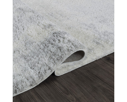 Pasargad Paris Shag Collection Power-Loomed Polyester Area Rug - Ivory/Gray, 116" x 157" (PJS-676 10x13)