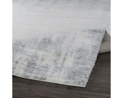 Pasargad Paris Shag Collection Power-Loomed Polyester Area Rug - Ivory/Gray, 116" x 157" (PJS-676 10x13)