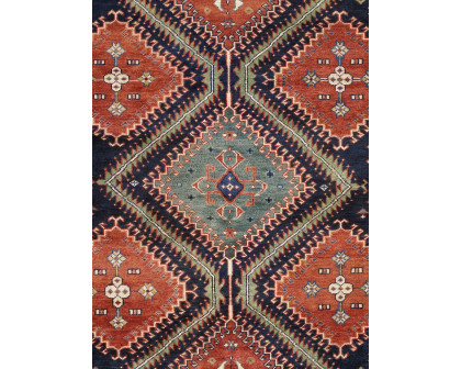 Pasargad - Kazak Collection Hand-Knotted Wool Area Rug in Navy/Ivory, 80" x 123" (PK-15 7x10)