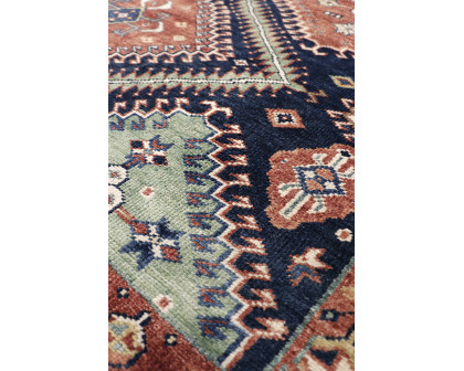 Pasargad - Kazak Collection Hand-Knotted Wool Area Rug in Navy/Ivory, 80" x 123" (PK-15 7x10)