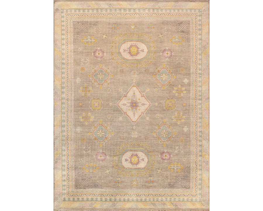 Pasargad - Khotan Collection Hand-Knotted Wool Area Rug in Camel/Beige, 144" x 216" (PKh-530 12x18)