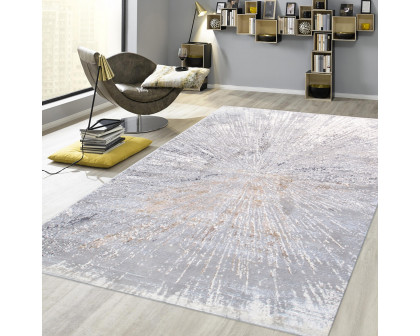 Pasargad Starburst Collection Power-Loomed Polypropylene/Polyester Area Rug - White/Gray, 36" x 60" (pl-694c 3x5)