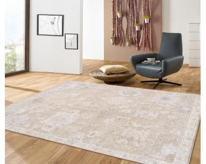 Pasargad - Oushak Collection Hand-Knotted Wool Area Rug in Camel/Beige, 111" x 147" (PLI-04 9x12)