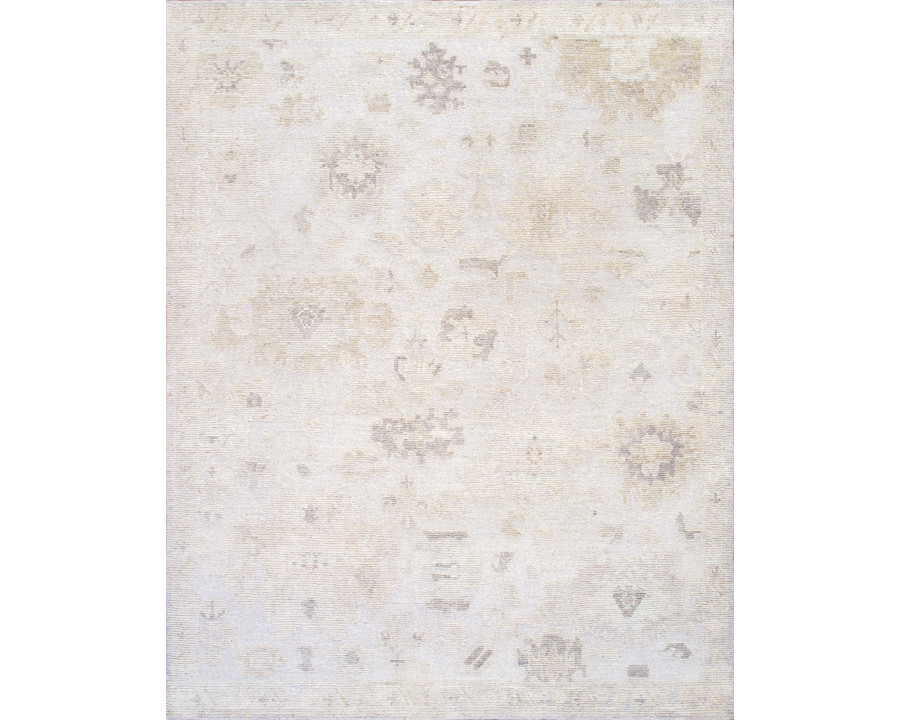 Pasargad - Oushak Collection Hand-Knotted Wool Area Rug in Silver, 111" x 145" (PLI-07 9x12)