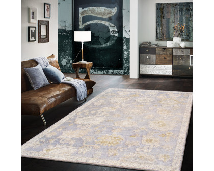 Pasargad - Oushak Collection Hand-Knotted Wool Area Rug in Gray/Blue, 111" x 144" (PLO-110 9x12)