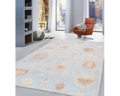 Pasargad - Oushak Collection Hand-Knotted Wool Area Rug in L. Blue, 111" x 145" (PLO-28 9x12)