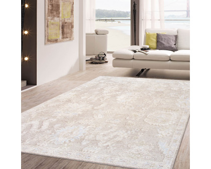 Pasargad - Oushak Collection Hand-Knotted Wool Area Rug in Taupe/Beige, 111" x 144" (PLO-64 9x12)