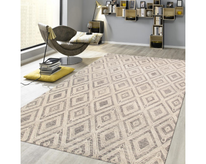 Pasargad Modern Collection Hand-Tufted Bamboo Silk/Wool Area Rug - Silver/Ivory, 117" x 165" (plt-1624 10x14)