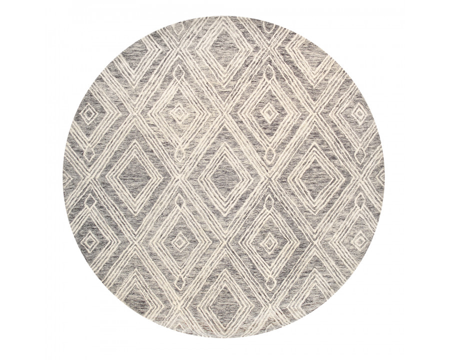 Pasargad Modern Collection Hand-Tufted Bamboo Silk/Wool Area Rug - Silver/Ivory, 72" x 72" (plt-1624rnd 6)