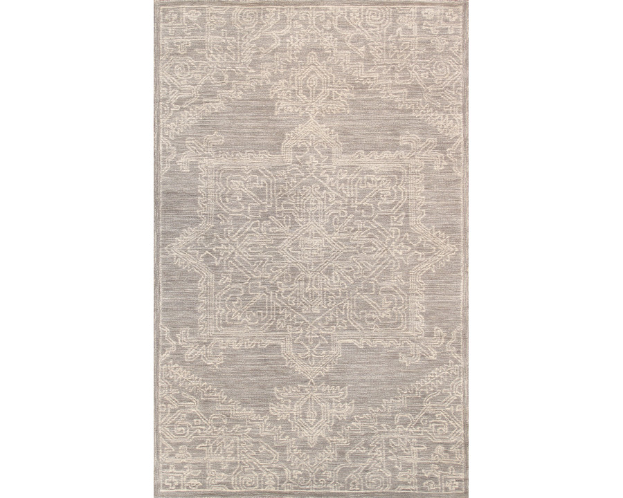 Pasargad Modern Collection Hand-Tufted Bamboo Silk/Wool Area Rug - Silver/Ivory, 117" x 165" (plt-5116 10x14)