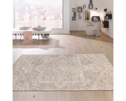 Pasargad Modern Collection Hand-Tufted Bamboo Silk/Wool Area Rug - Silver/Ivory, 117" x 165" (plt-5116 10x14)