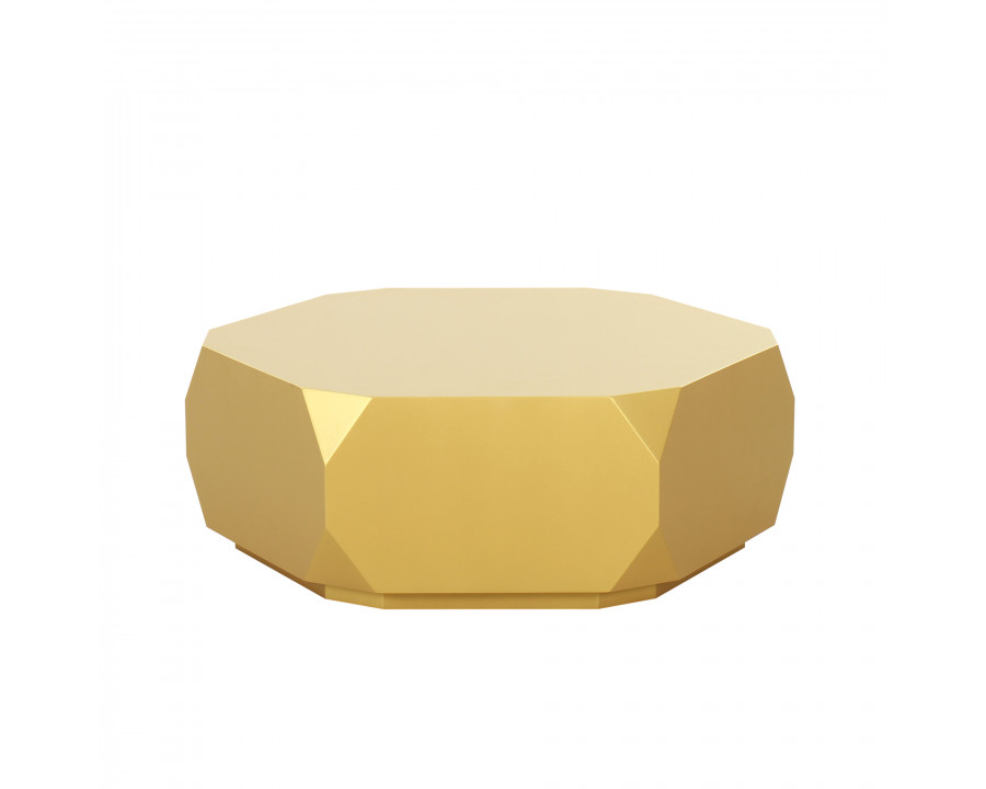 Pasargad Selva Round Coffee Table - Gold, Wood