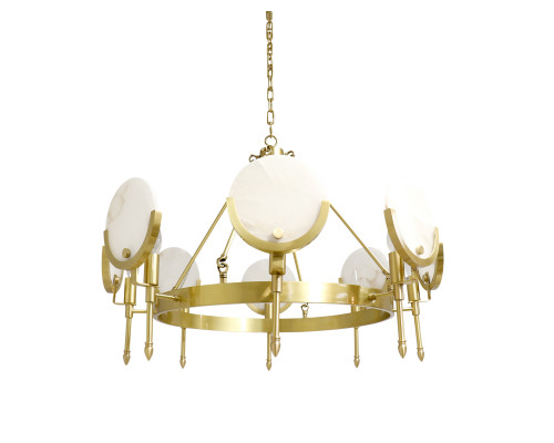 Pasargad - Vendome 8-Lights Candle Style Wagon Wheel LED Chandelier in Gold/Clear, Glass/Steel